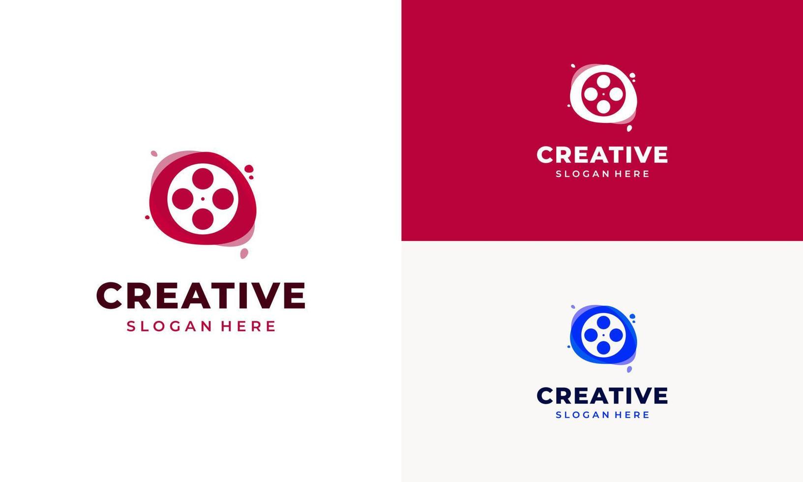 abstract cinema logo with colorful bubble creative design vector