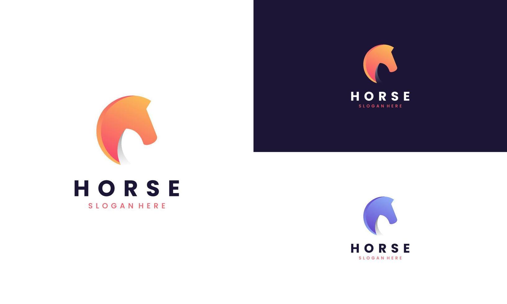 conjunto de diseño de logotipo de cabeza de caballo moderno vector