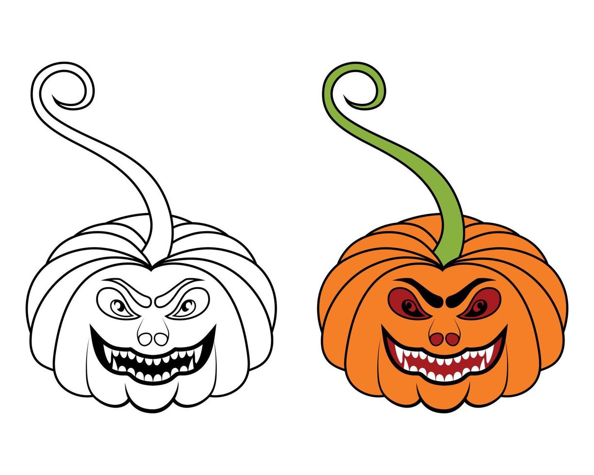 Calabazas De Halloween Para Colorear ilustración vectorial de calabaza. calabaza dibujada a mano para colorear vector de libro