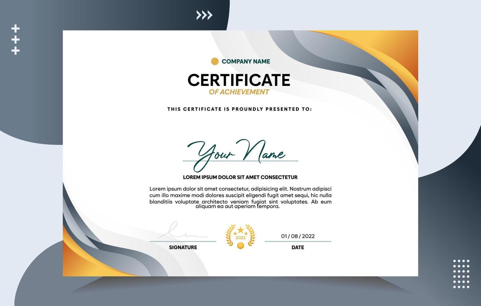 Modern of achievement certificate template vector