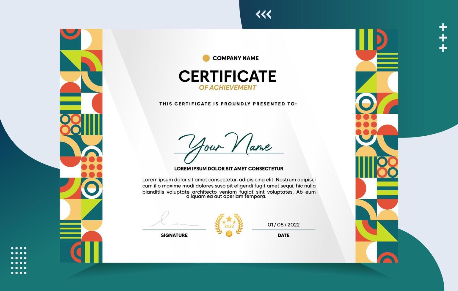 Modern of achievement certificate template vector