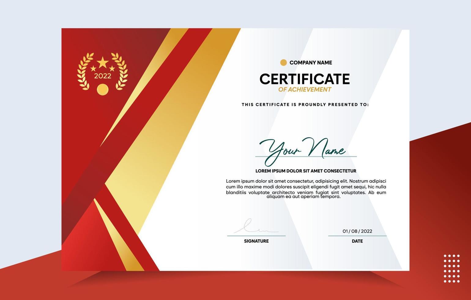 Modern of achievement certificate template vector