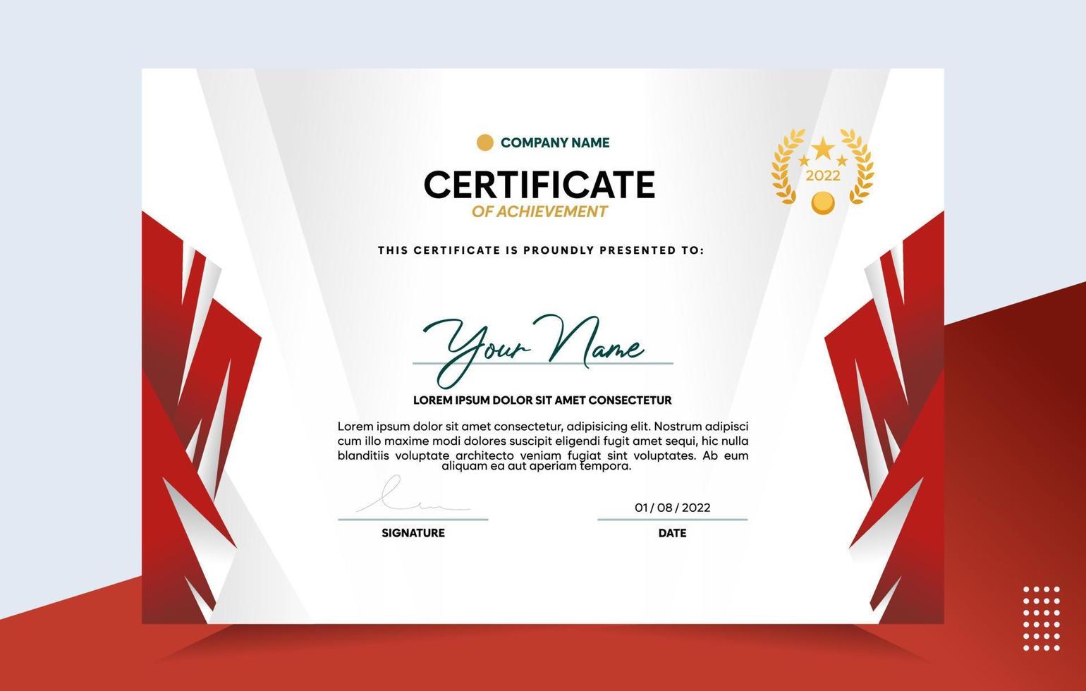 Modern of achievement certificate template vector