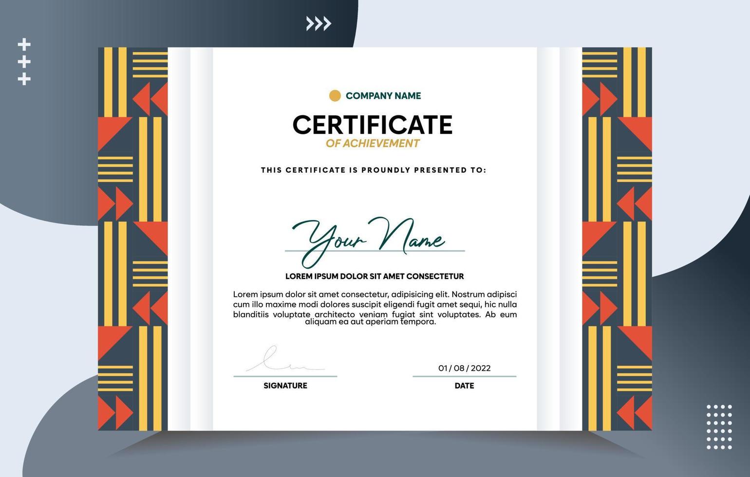 Modern of achievement certificate template vector