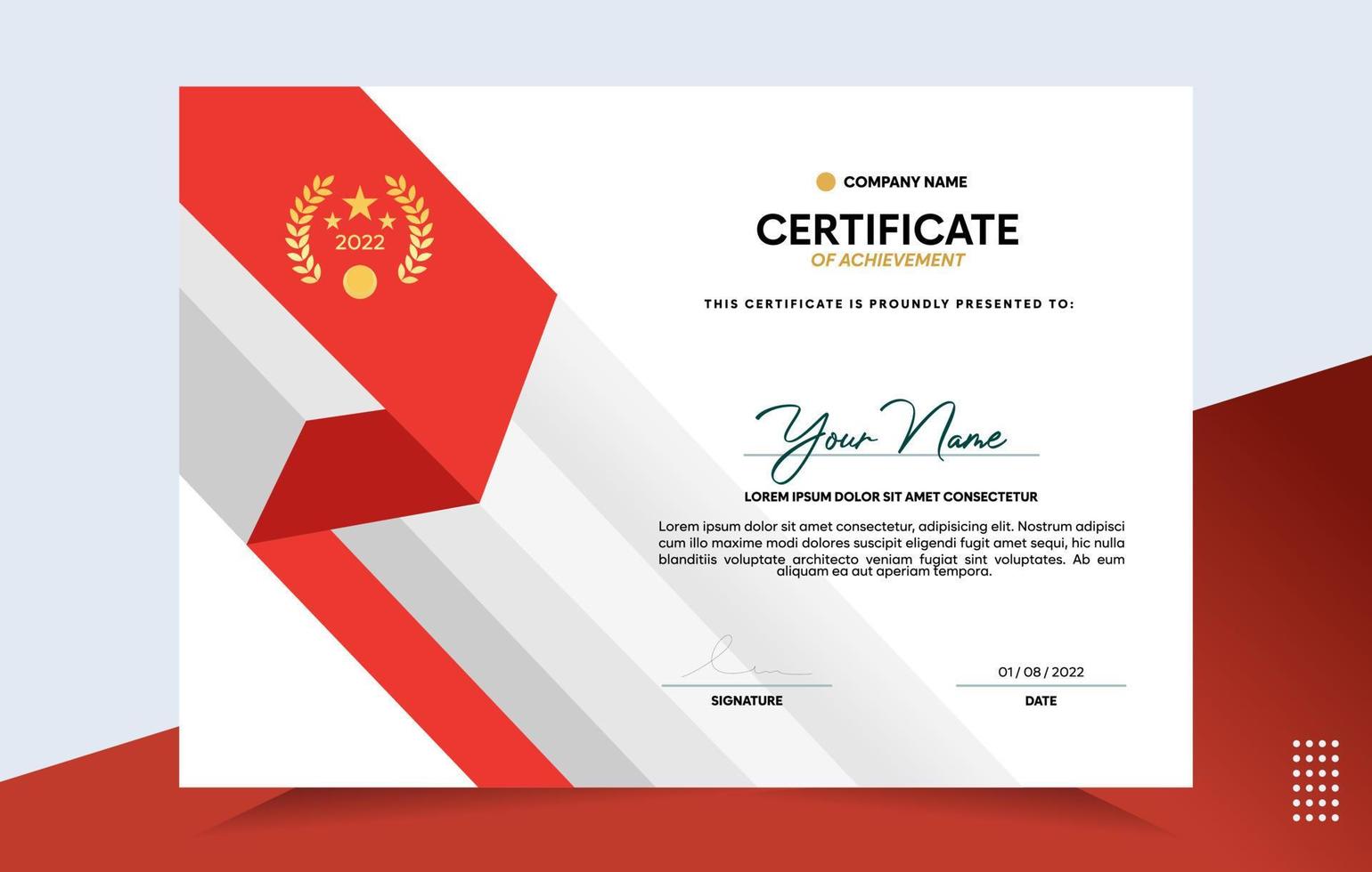 Modern of achievement certificate template vector