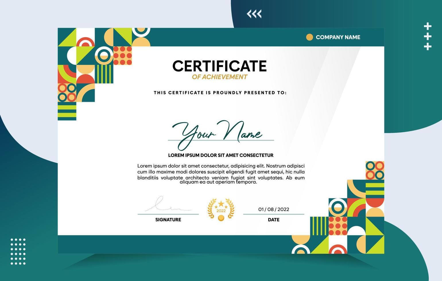 Modern of achievement certificate template vector