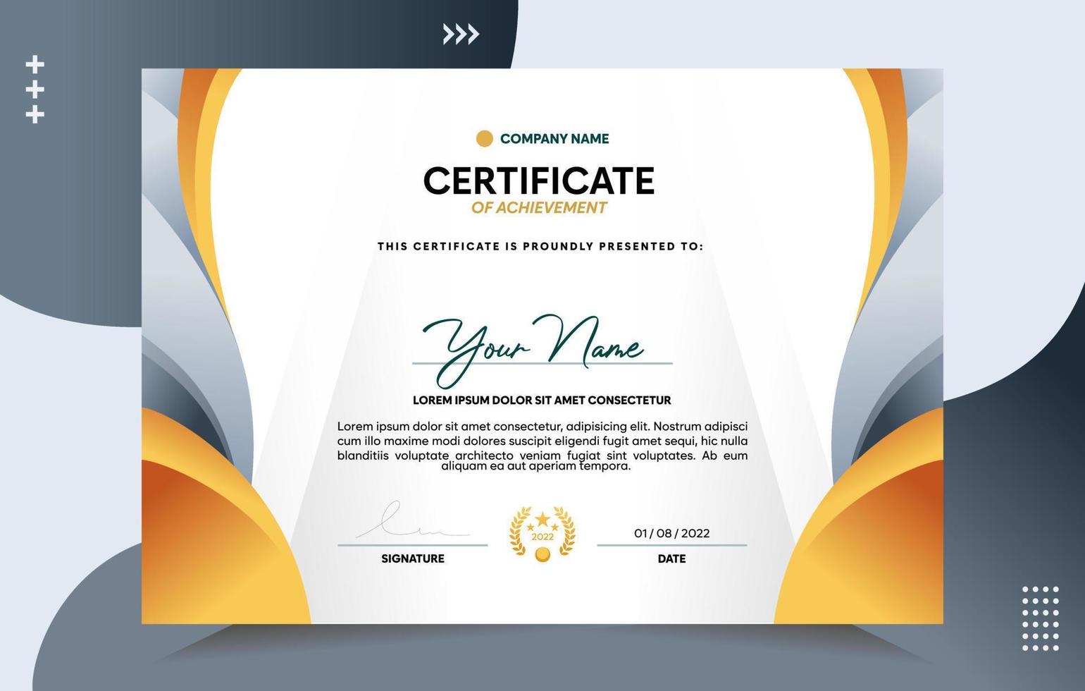 Modern of achievement certificate template vector