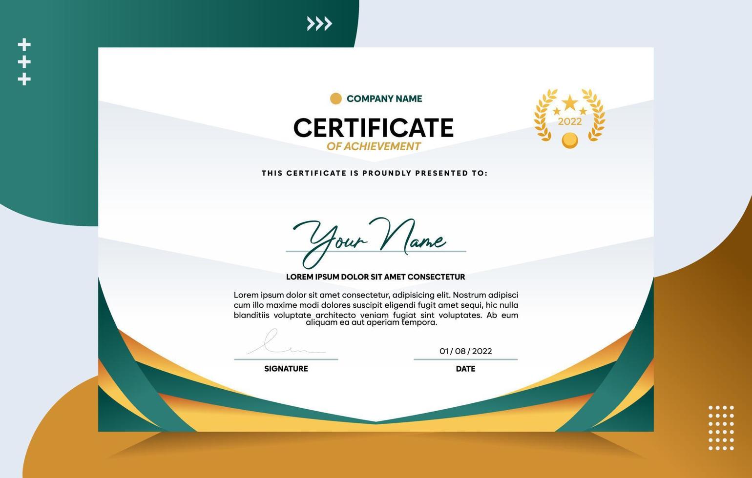 Modern of achievement certificate template vector