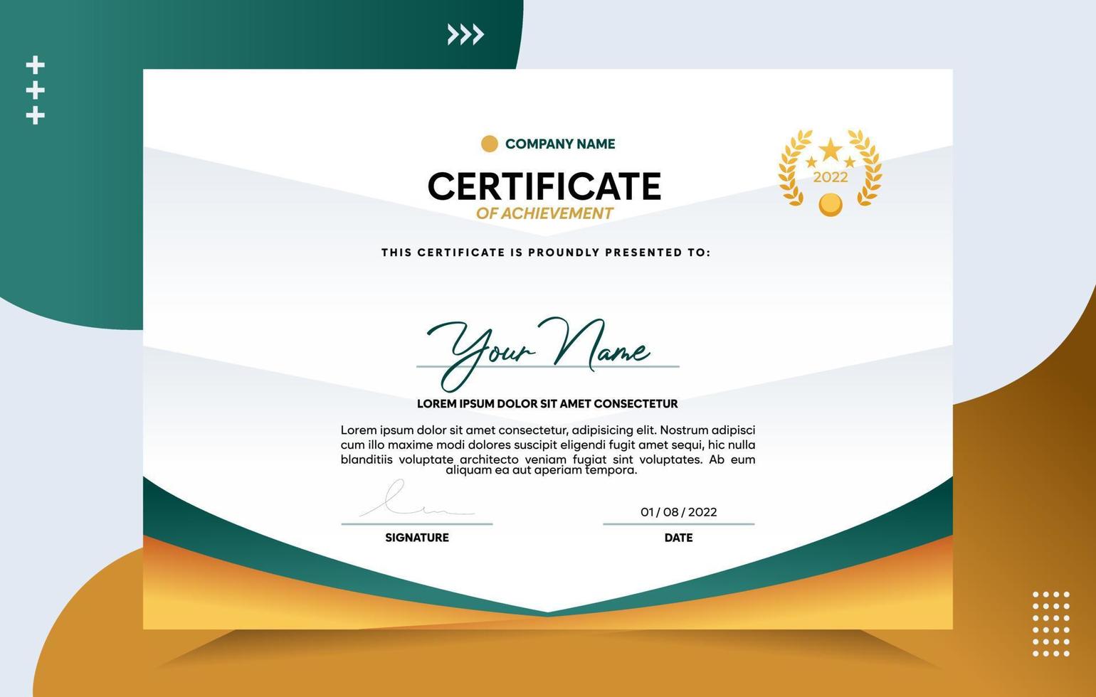 Modern of achievement certificate template vector