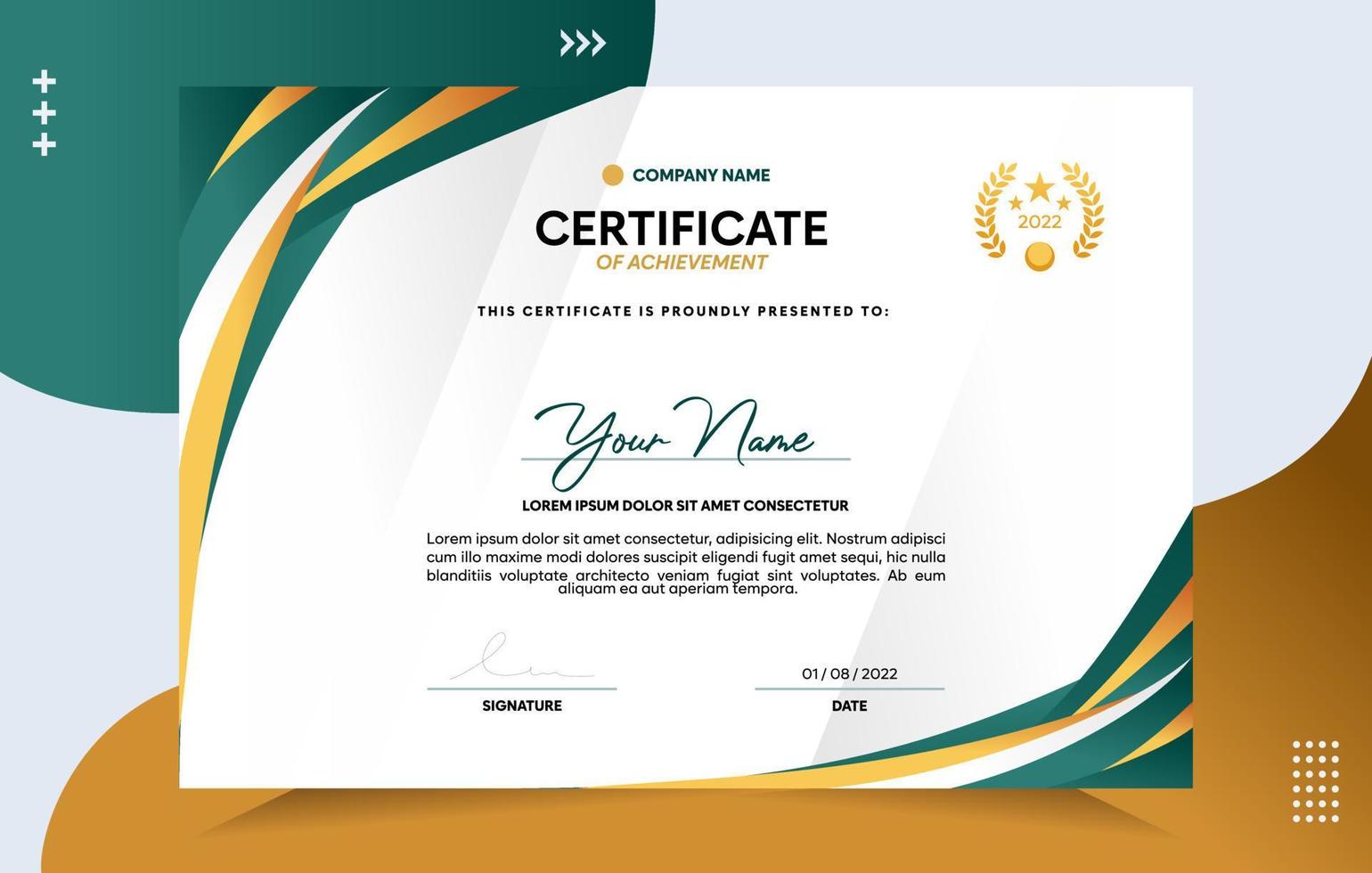 Modern of achievement certificate template vector