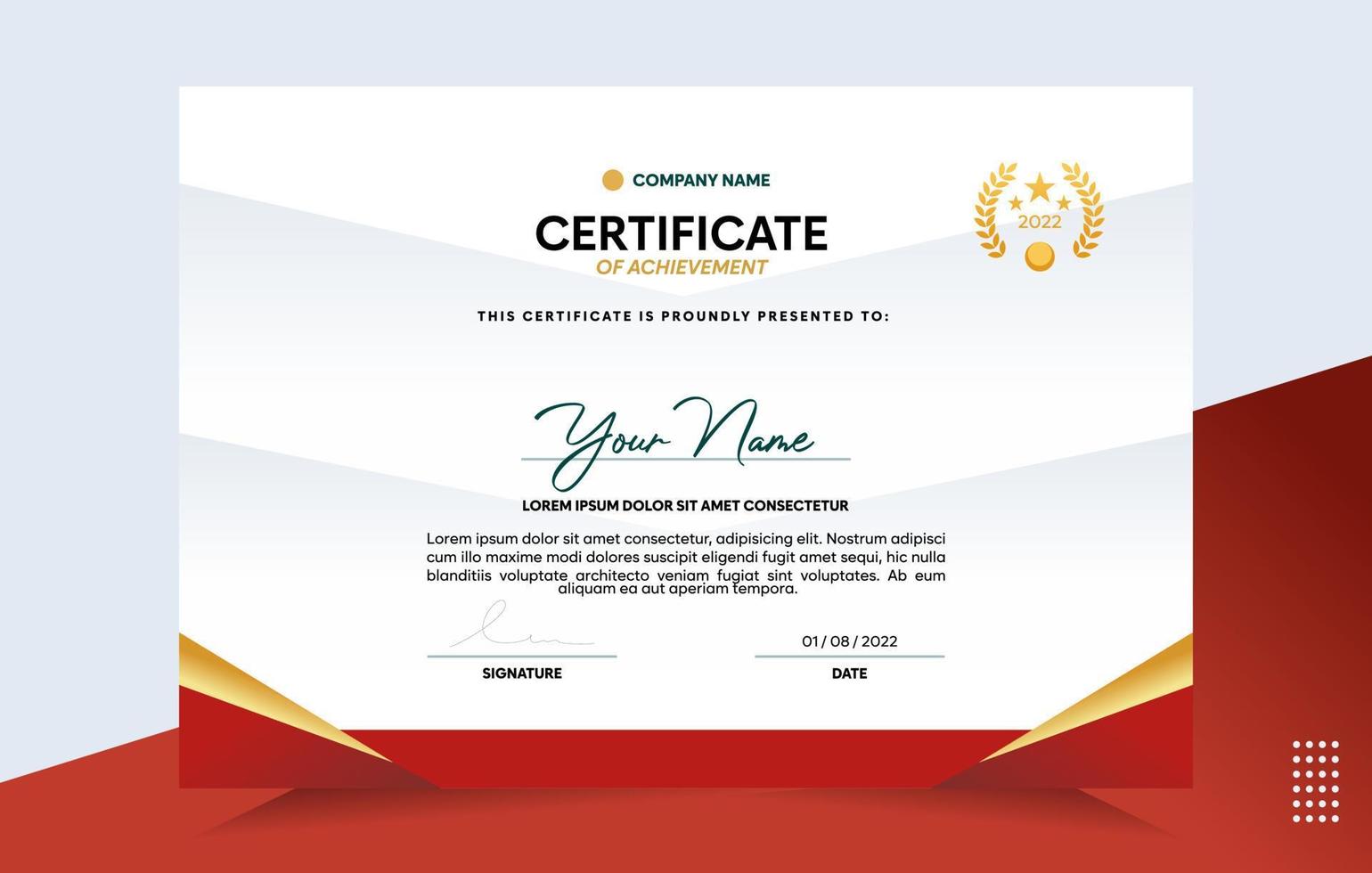 Modern of achievement certificate template vector