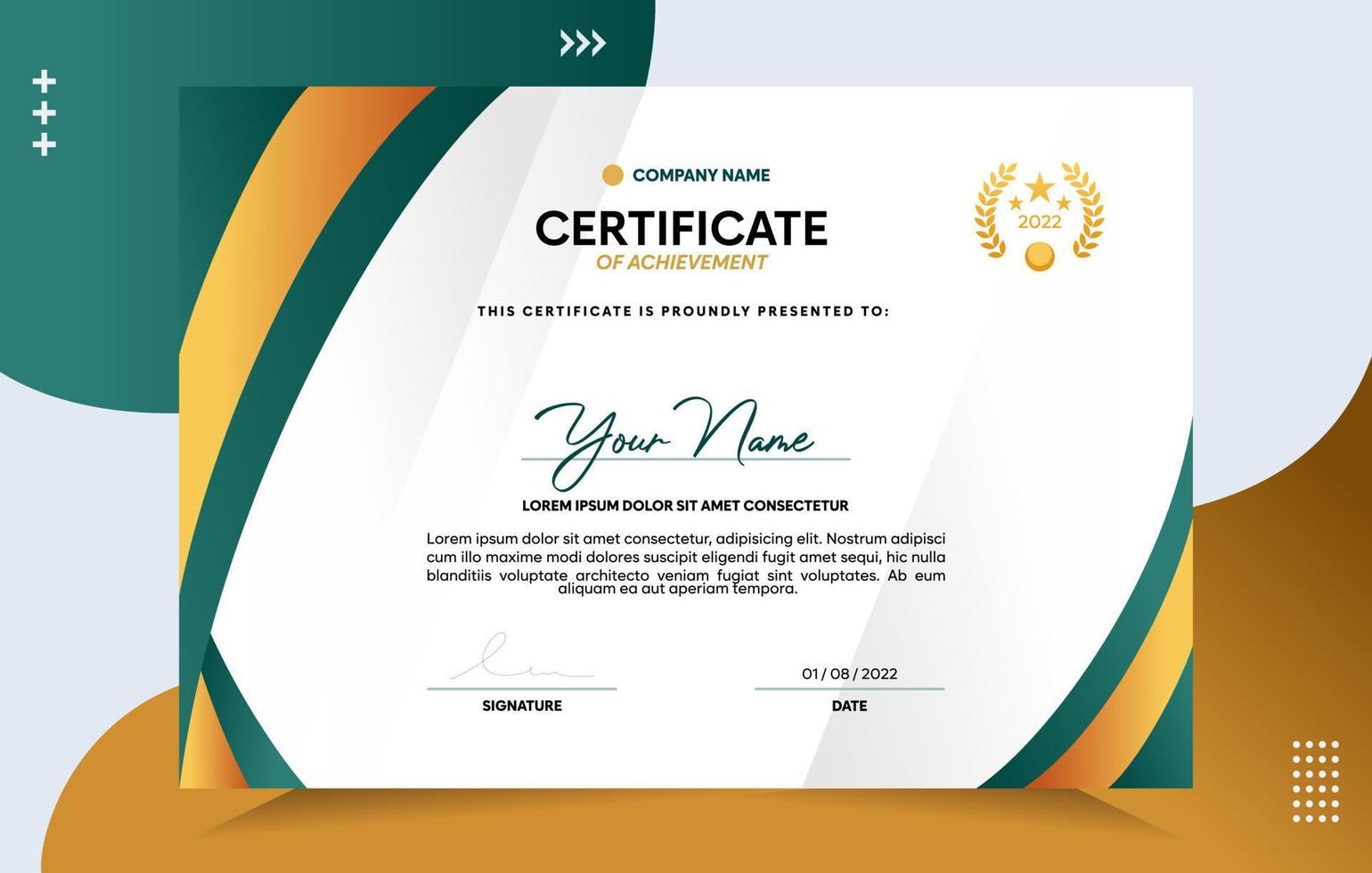 Modern of achievement certificate template vector