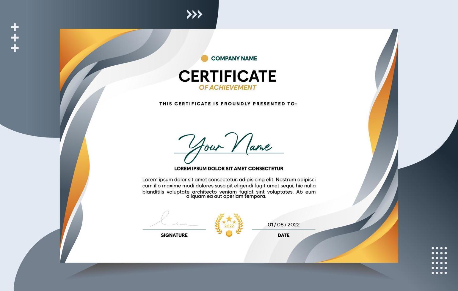 Modern of achievement certificate template vector
