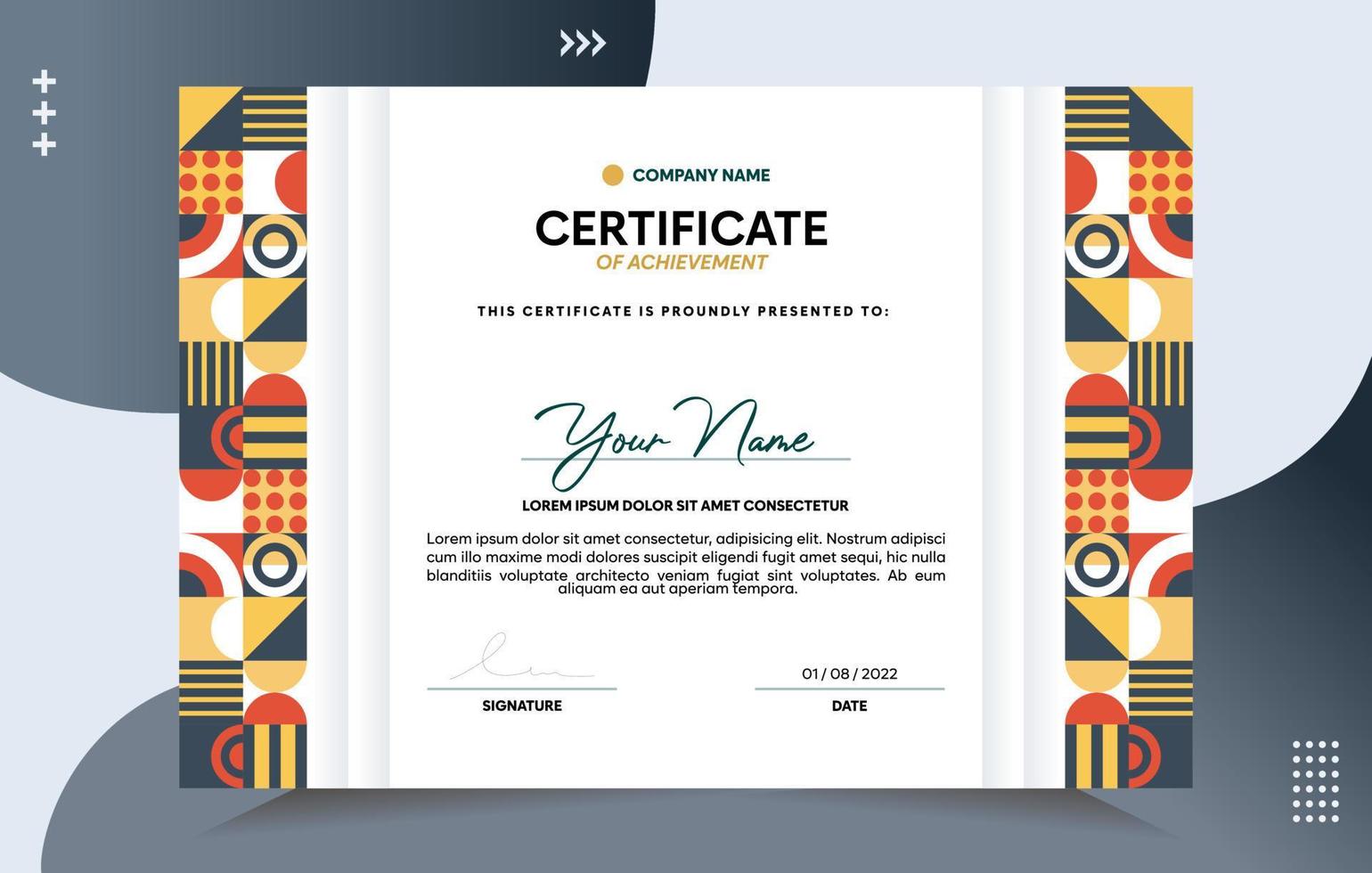 Modern of achievement certificate template vector