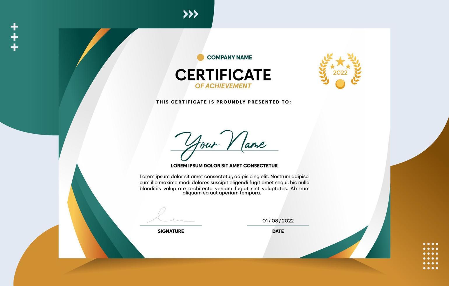 Modern of achievement certificate template vector