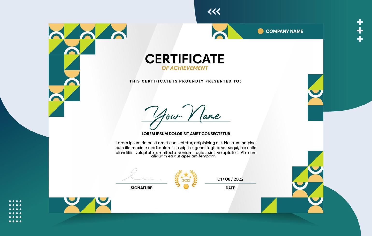 Modern of achievement certificate template vector