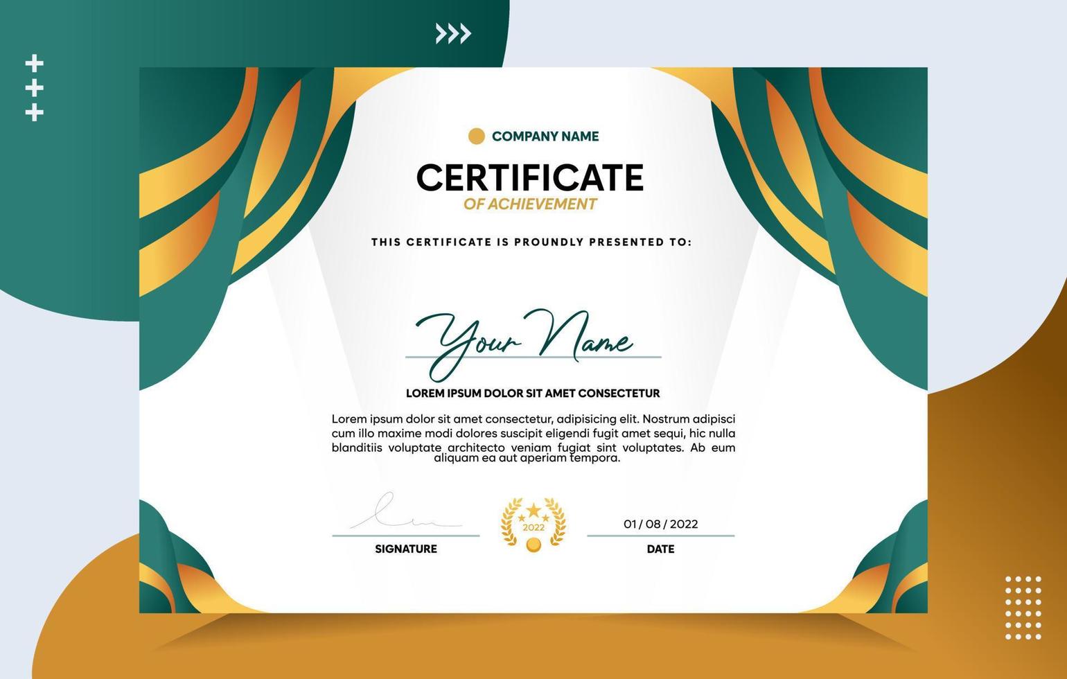 Modern of achievement certificate template vector