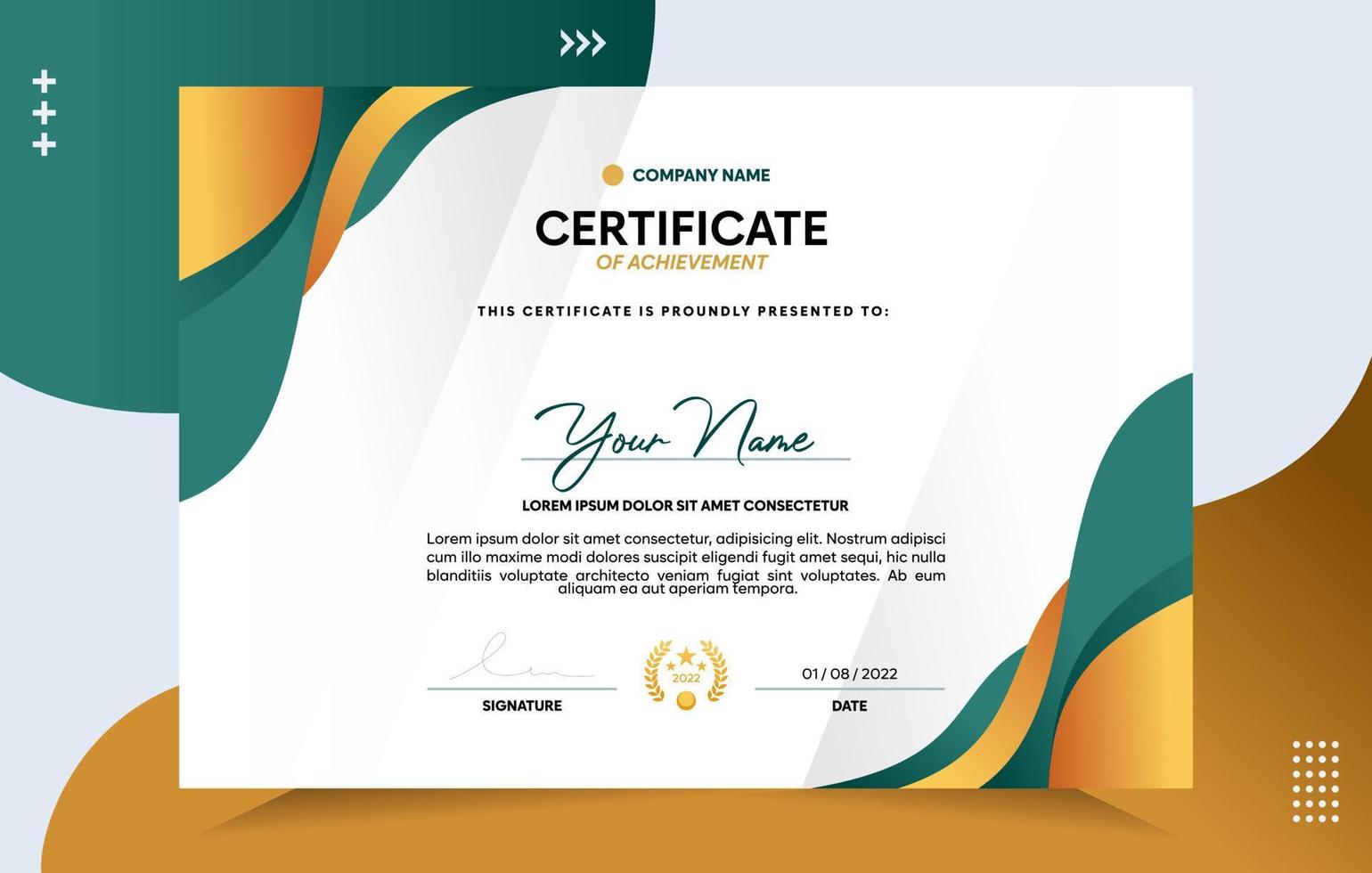 Modern of achievement certificate template vector