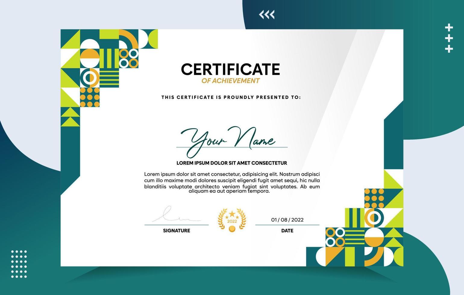 Modern of achievement certificate template vector