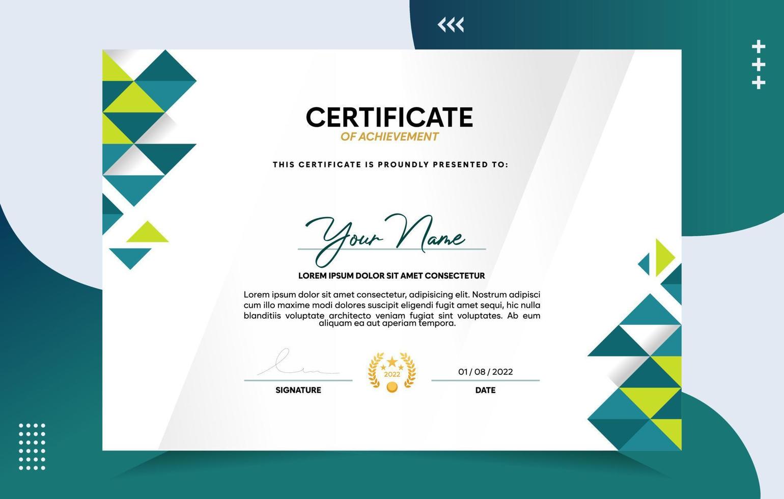 Modern of achievement certificate template vector