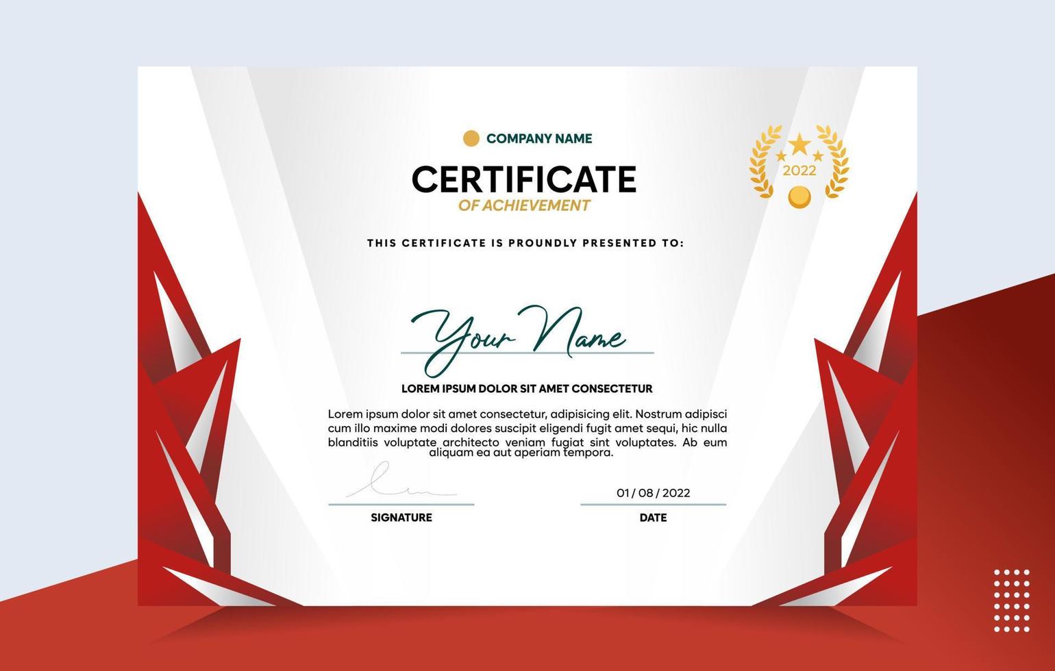 Modern of achievement certificate template vector