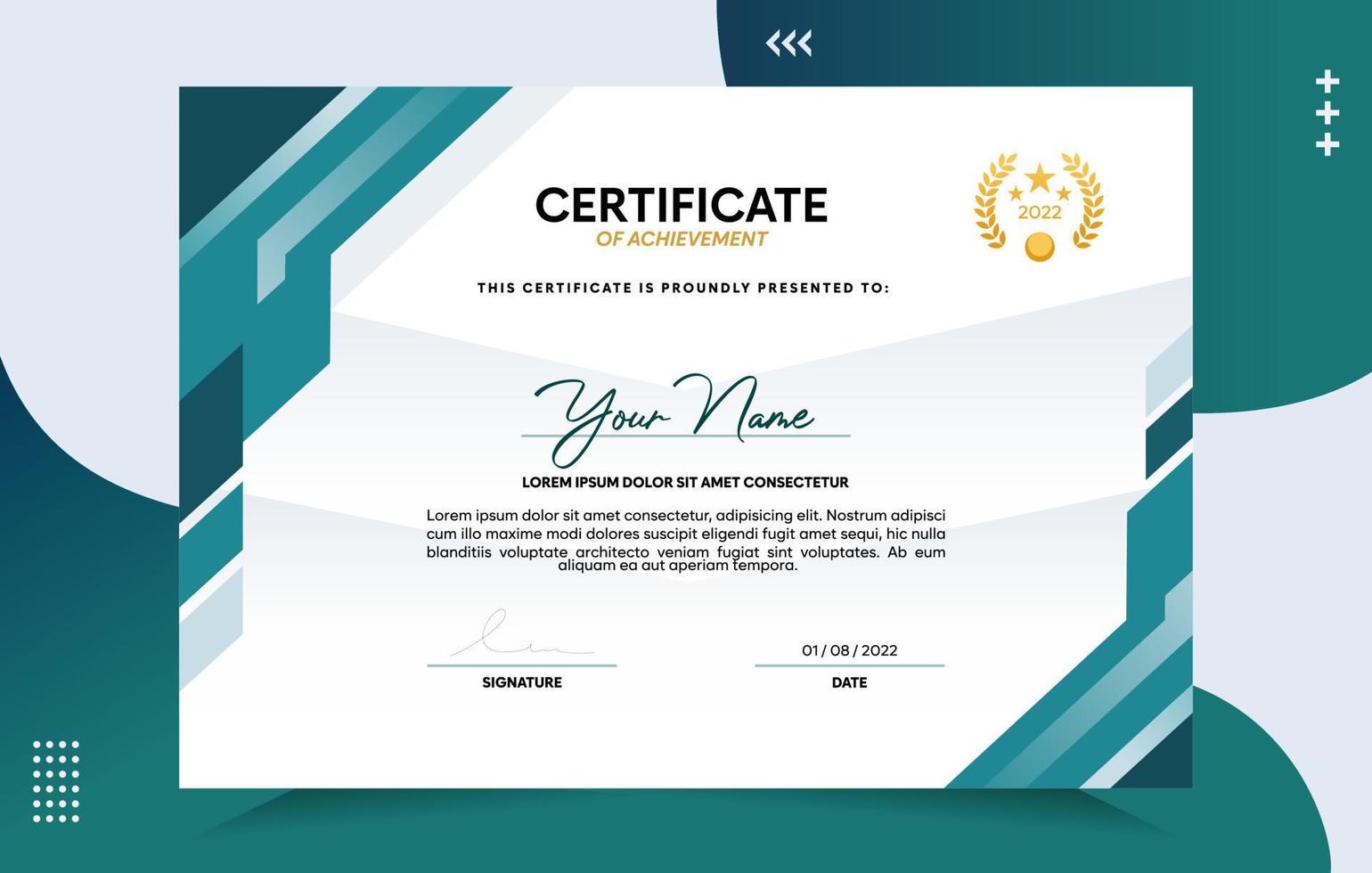 Modern of achievement certificate template vector