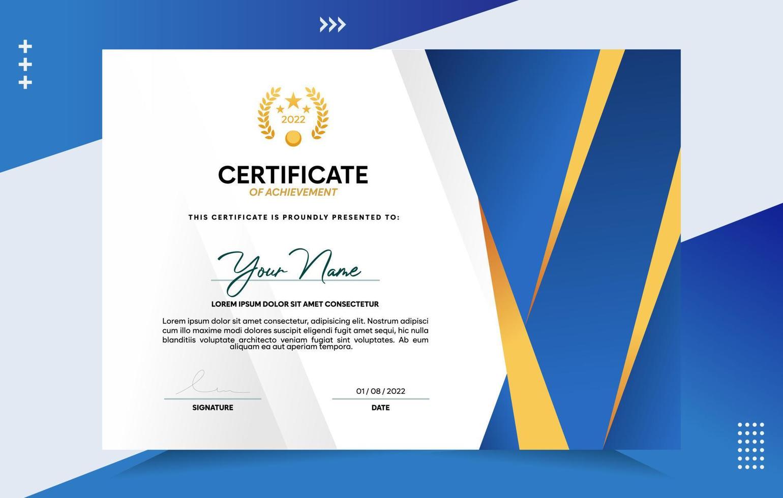 Modern of achievement certificate template vector