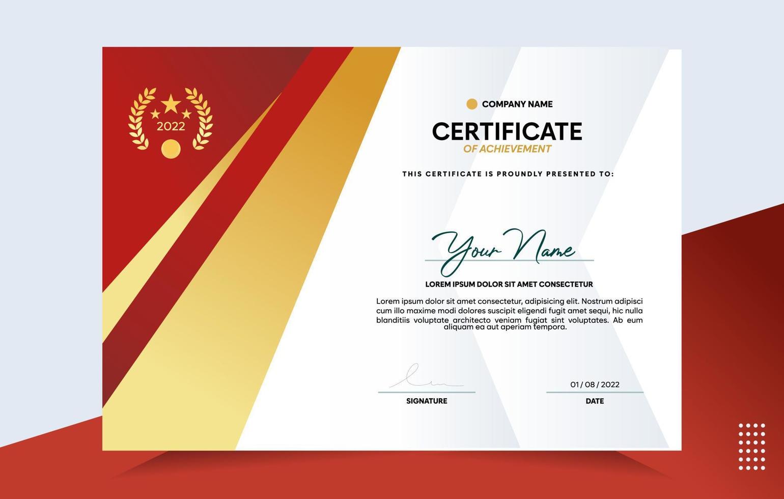 Modern of achievement certificate template vector