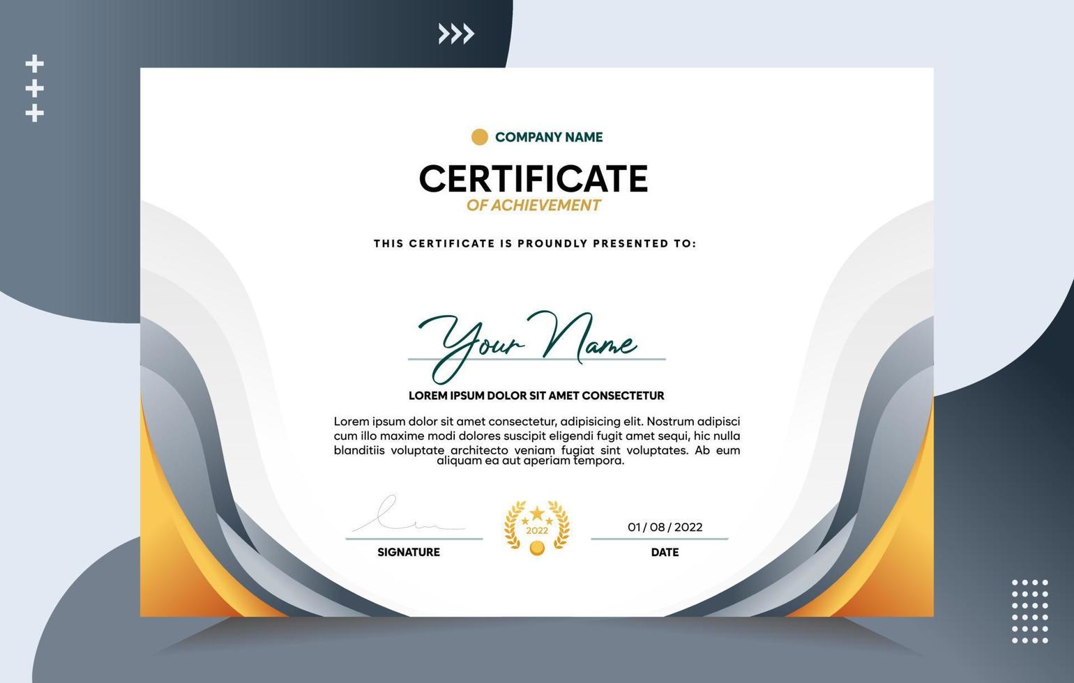 Modern of achievement certificate template vector