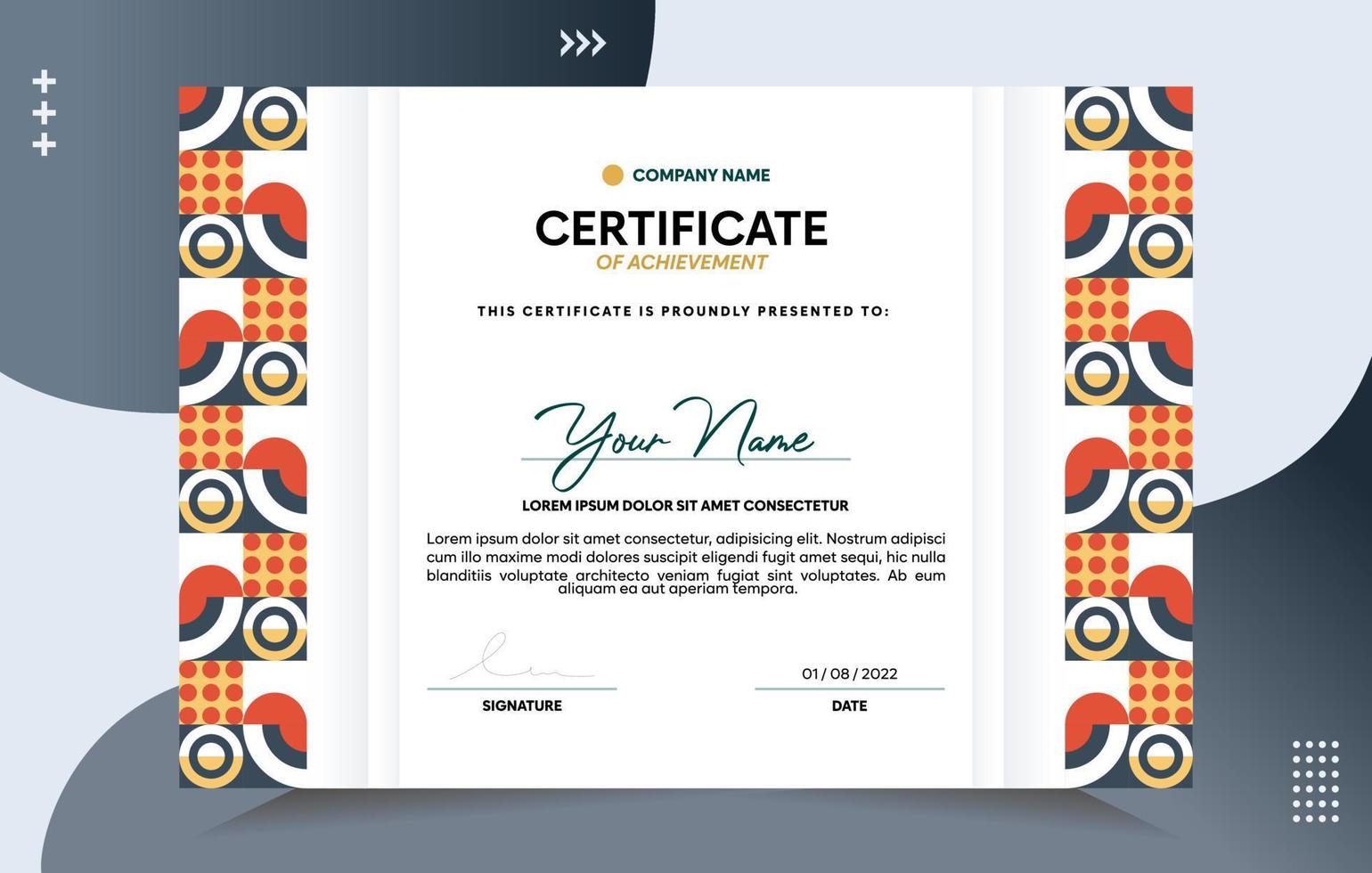 Modern of achievement certificate template vector