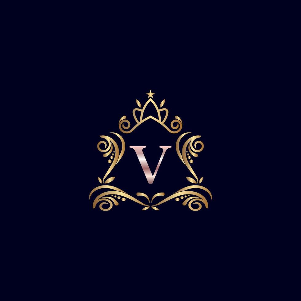 Vintage Monogram Alphabet V Letter vector