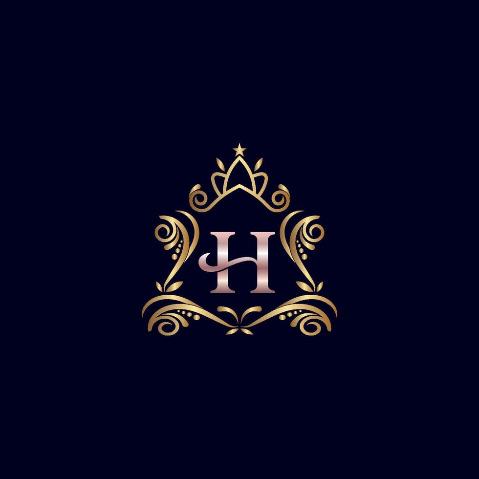 Vintage Monogram Alphabet H Letter vector