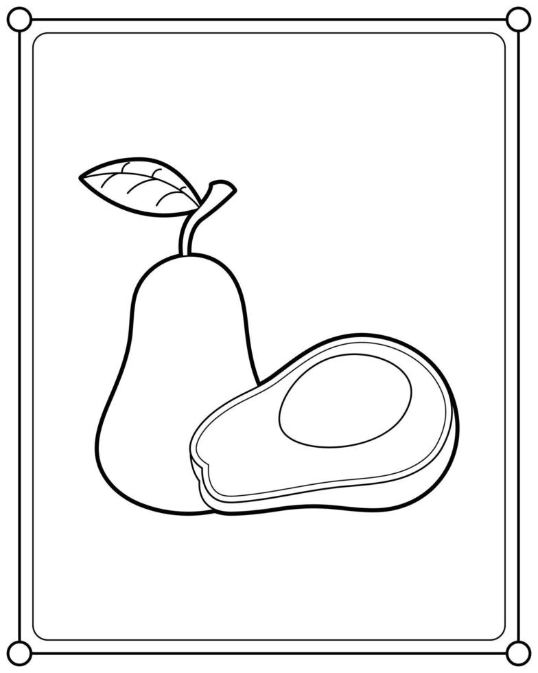 Avocado suitable for children's coloring page vector illustration