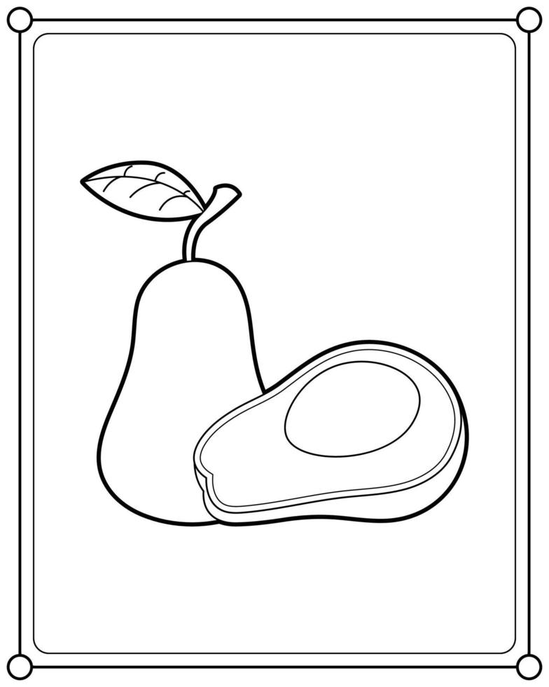 aguacate adecuado para la ilustración de vector de página para colorear de niños