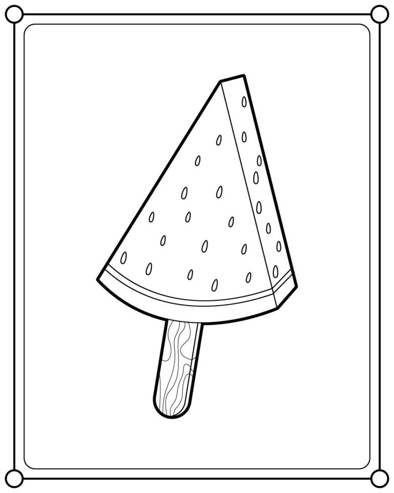 helado de sandía adecuado para la ilustración de vector de página para colorear de los niños