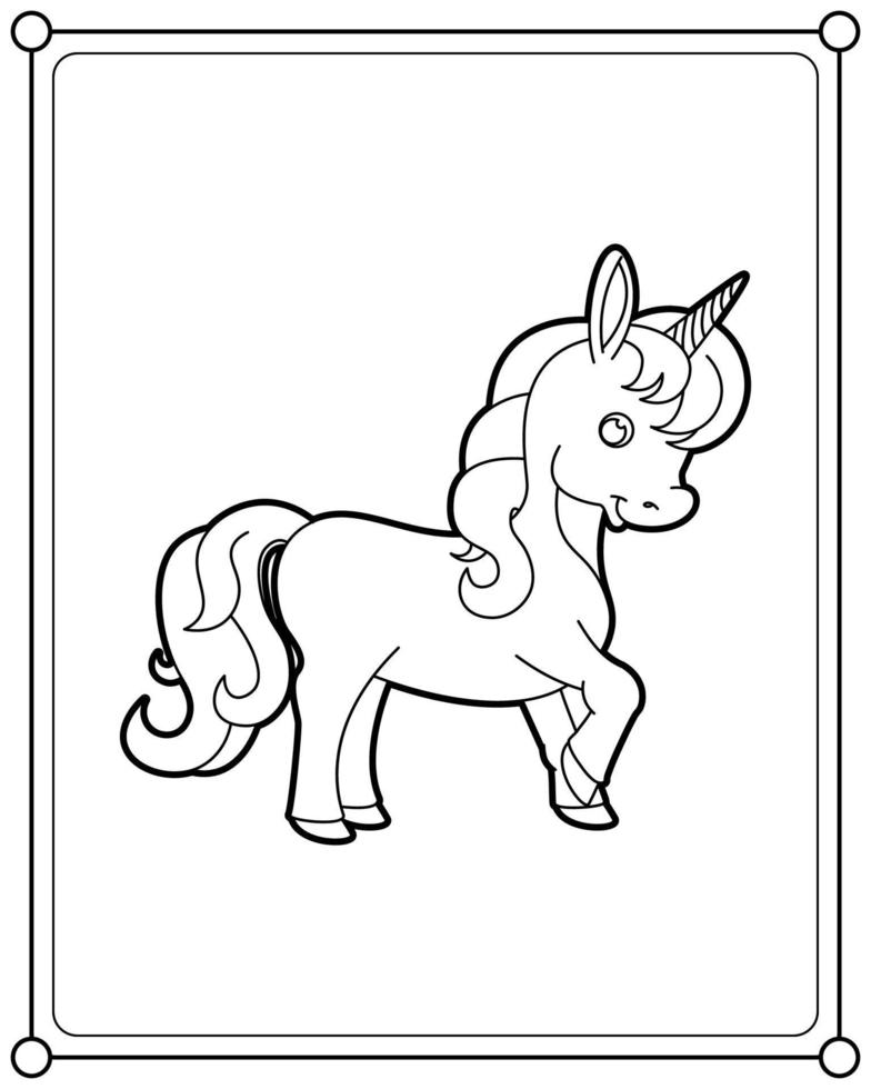 Beautiful unicorn suitable for children's coloring page vector illustration