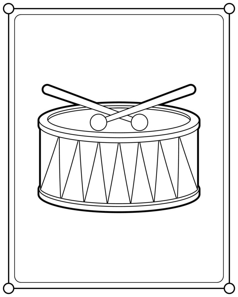 Toy drums suitable for children's coloring page vector illustration