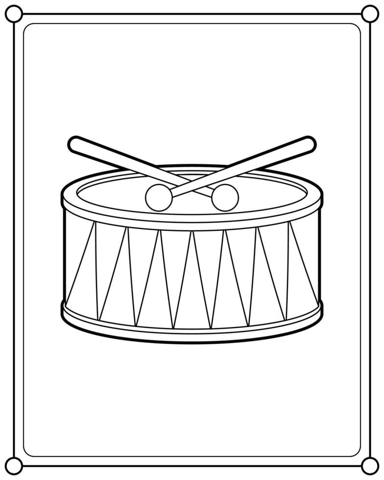 Tambores de juguete adecuados para la ilustración de vector de página de color de los niños