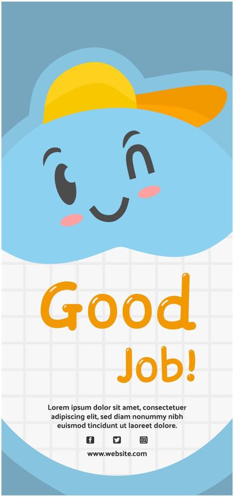 vertical banner template cute cartoon vector