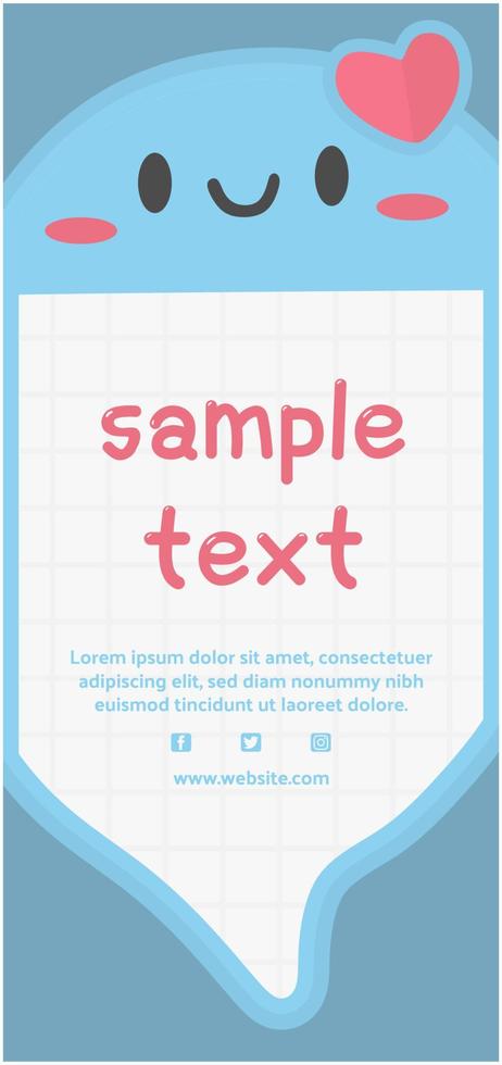 vertical banner template cute cartoon vector