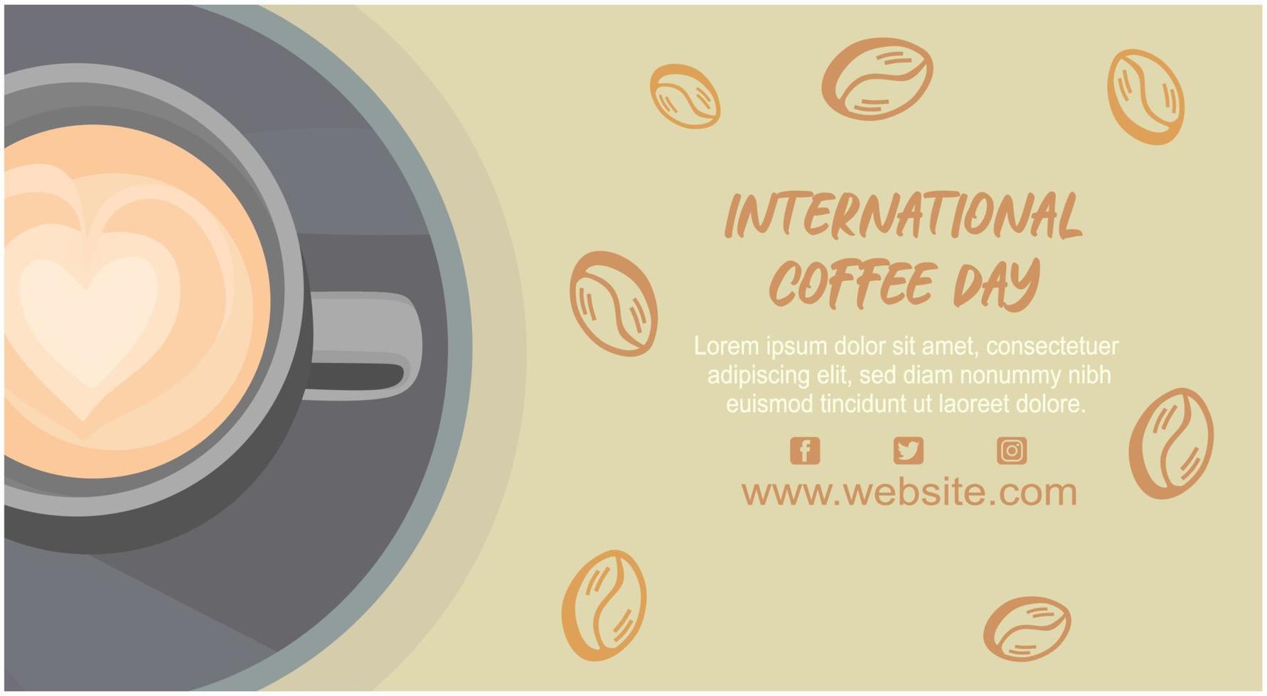 cartel y banner de plantilla del día internacional del café vector