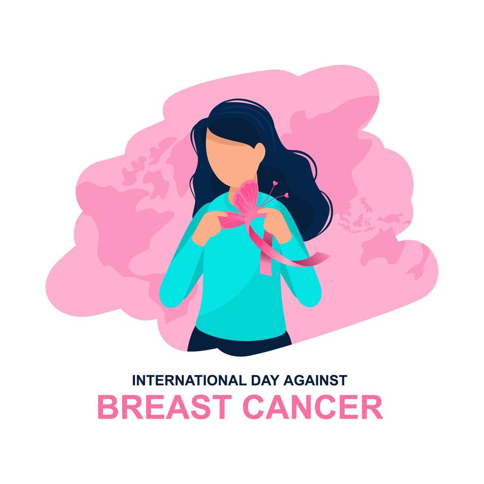insignia del día del cáncer de mama y plantilla de banner vector