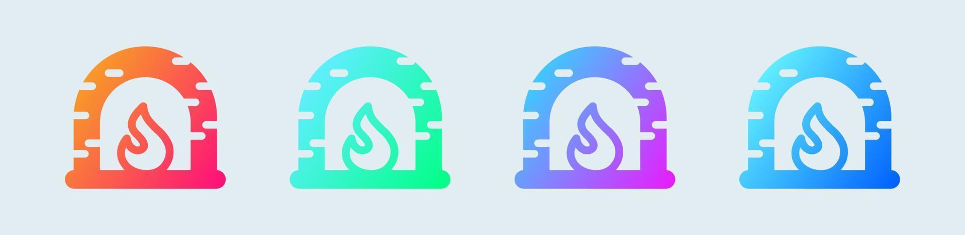 Fireplace solid icon in gradient colors. Hygge signs vector illustration.