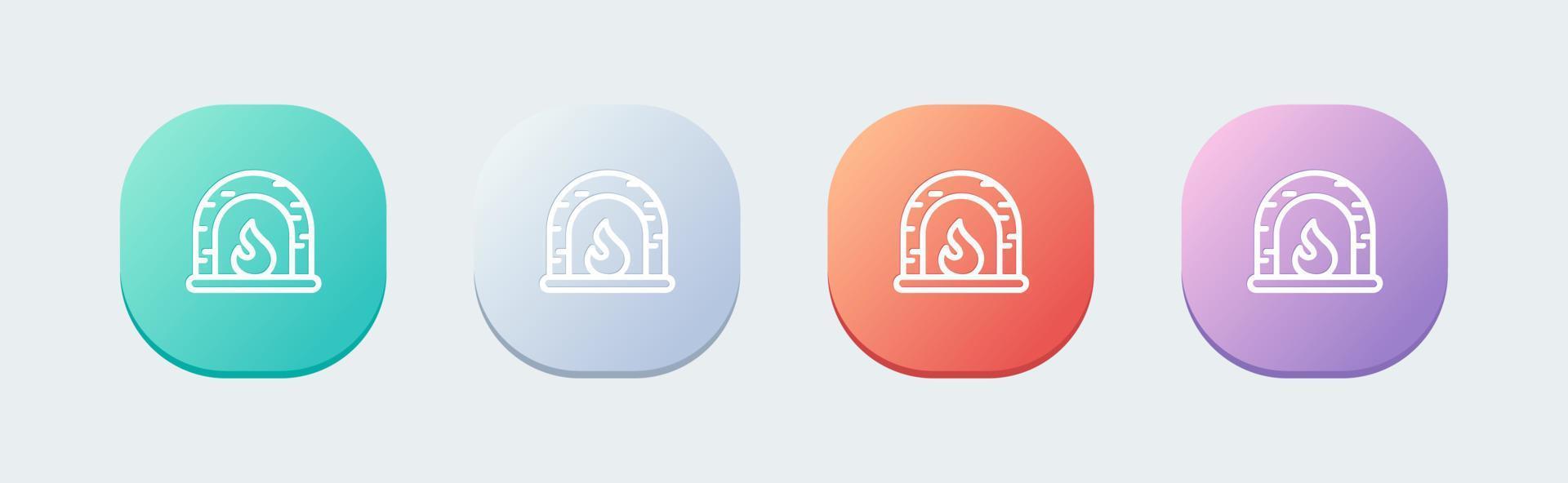 Fireplace line icon in flat design style. Hygge signs vector illustration.