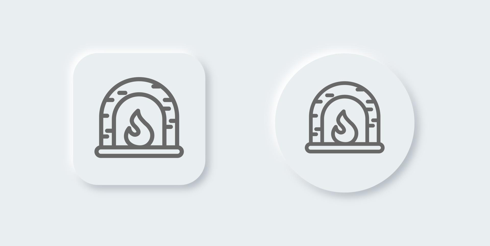 icono de línea de chimenea en estilo de diseño neomórfico. Ilustración de vector de signos hygge.