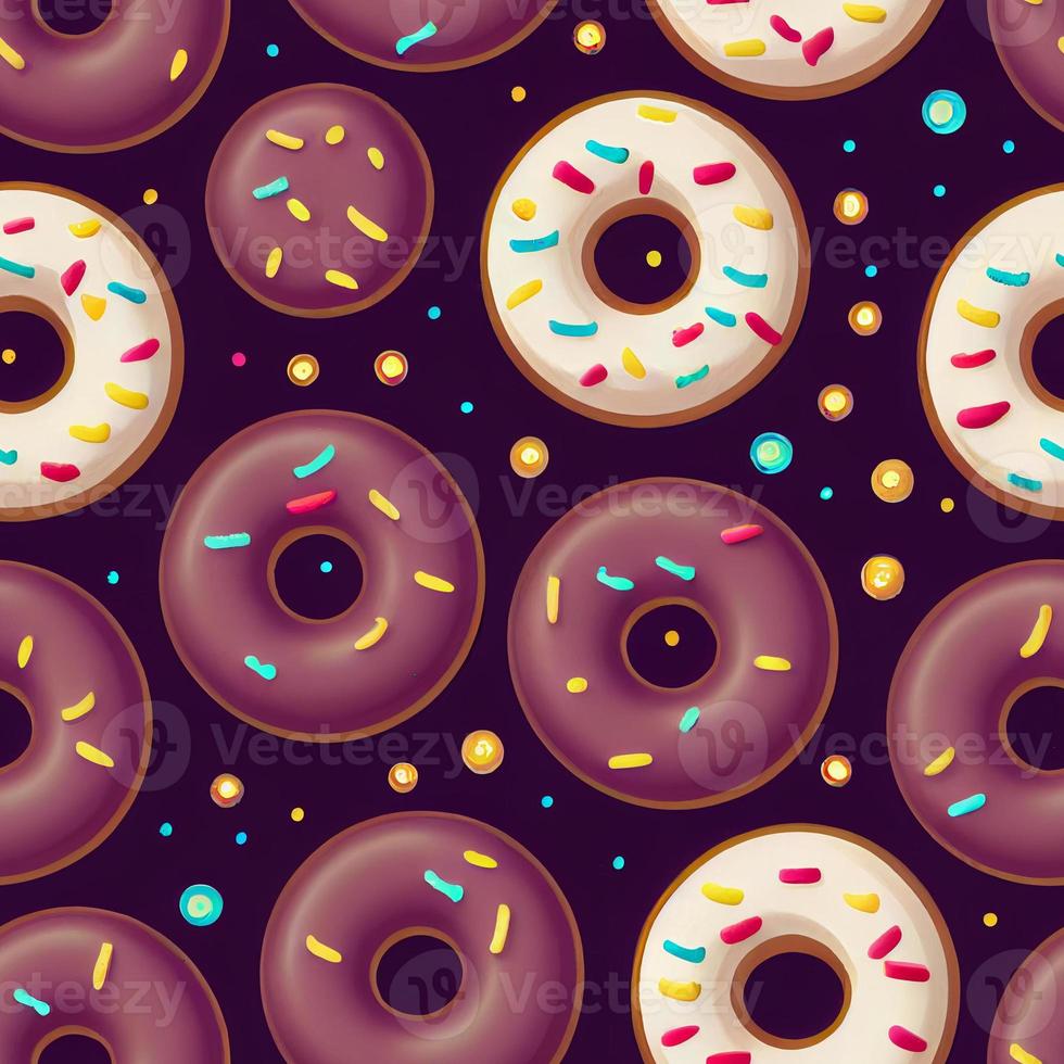 3d illustration of cartoon donuts seamless pattern photo