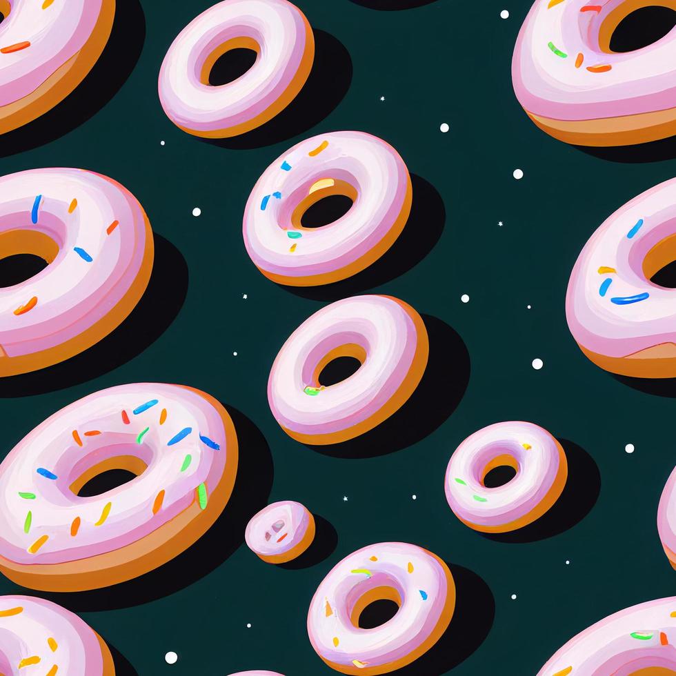 patrón de donut sin costuras, fondo, papel tapiz, ilustración 3d foto