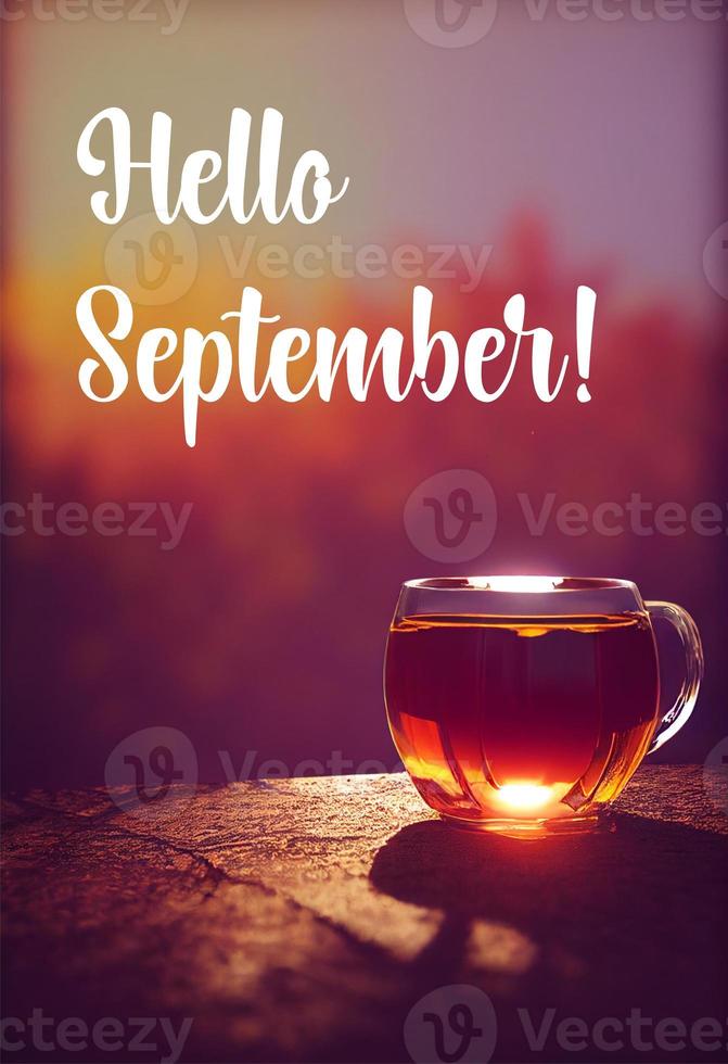 3d renderingn of a cup of warm tea in autumn lights 2 photo