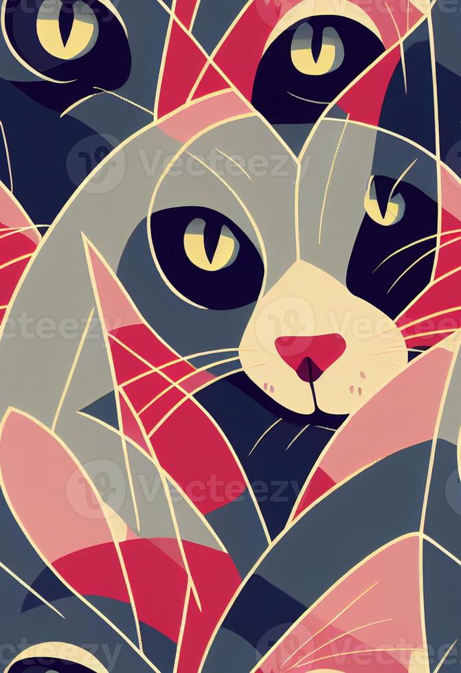 seamless pattern of abstract cat photo