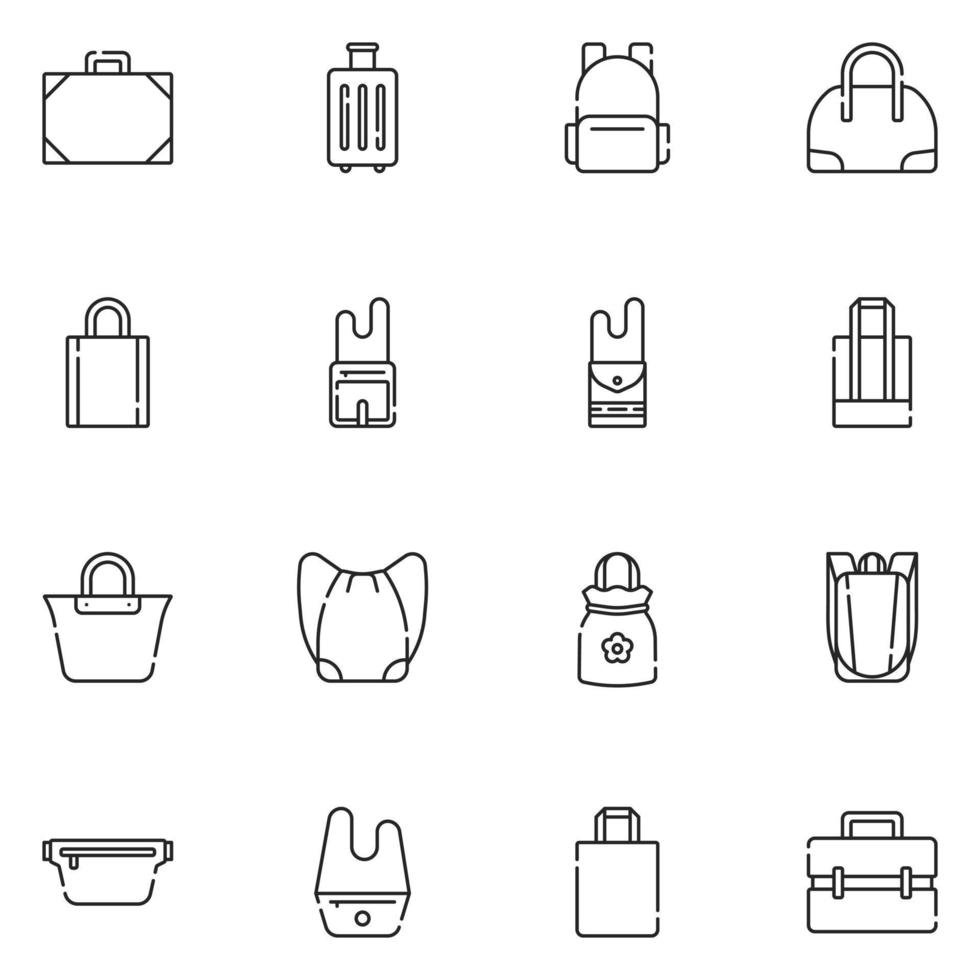 Bag Line Icon Set Vector
